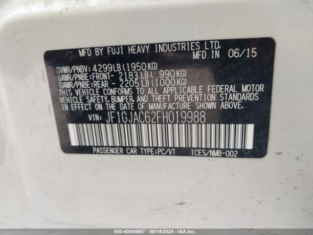 JF1GJAC62FH019988 Subaru Impreza 2.0i Premium