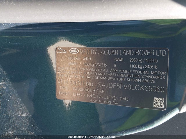 2020 JAGUAR F-TYPE COUPE SAJDF5FV8LCK65060 Photo 8