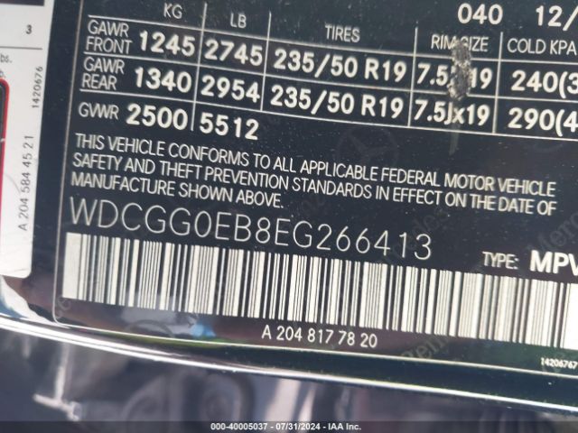 WDCGG0EB8EG266413 Mercedes-Benz Glk 250 Bluetec 4matic