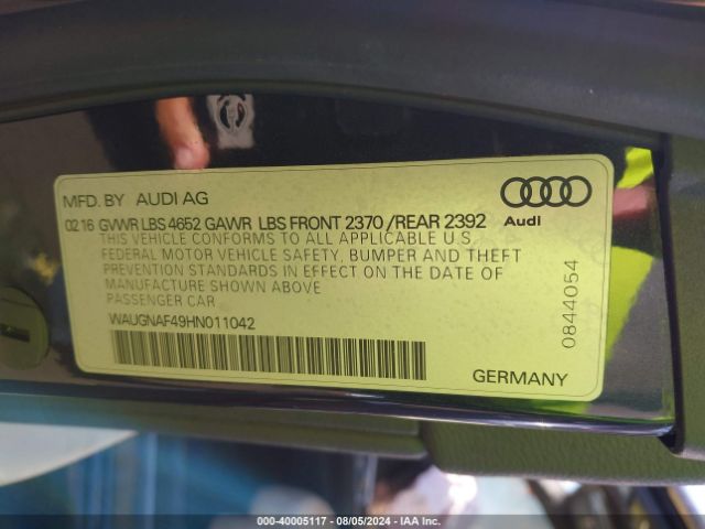 WAUGNAF49HN011042 Audi A4 2.0t Premium