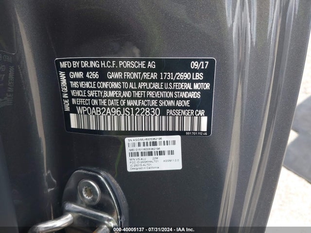 2018 PORSCHE 911 WP0AB2A96JS122830 Photo 8