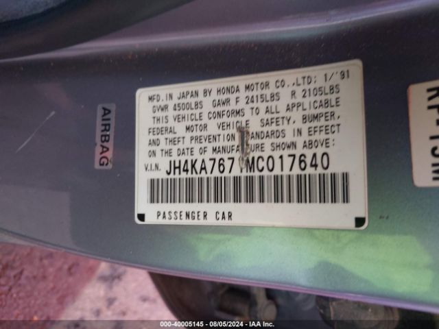 1991 ACURA LEGEND JH4KA7671MC017640 Photo 8