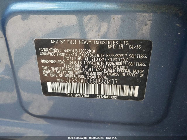 Subaru Forester 2.5i Premium 2016 JF2SJADC8GH559437 Image 9