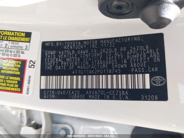 Toyota CAMRY SE 2023 4T1G11AK2PU118745 Image 9