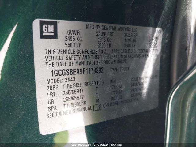 1GCGSBEA9F1179292 Chevrolet Colorado Lt