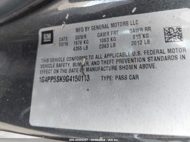 Buick Verano 2016 1G4PP5SK9G4150113 Image 9