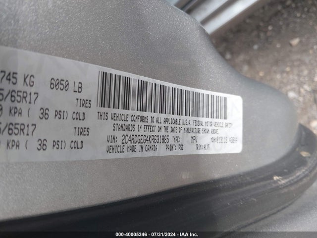 Dodge Grand Caravan Gt 2019 2C4RDGEG4KR631885 Image 9