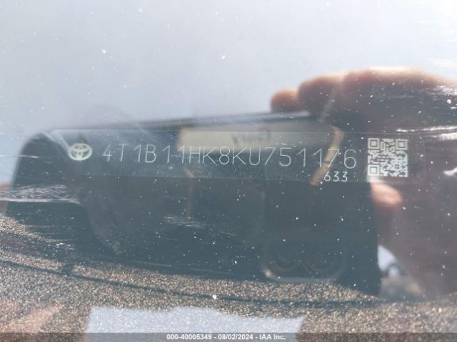 2019 TOYOTA CAMRY 4T1B11HK8KU751176 Photo 8