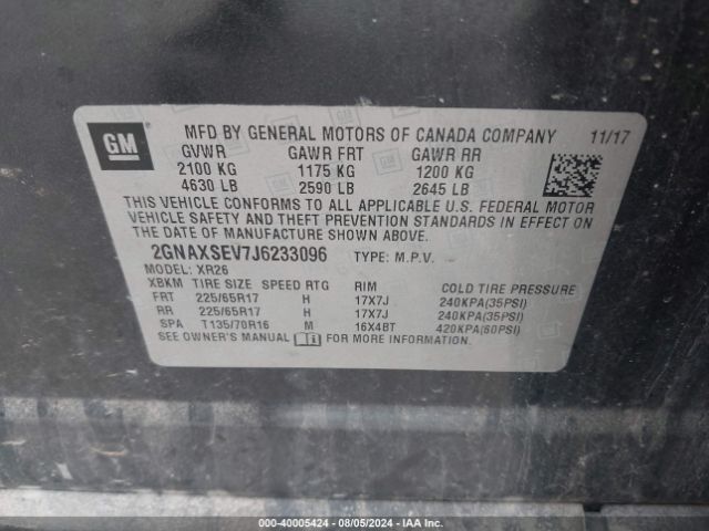 2GNAXSEV7J6233096 Chevrolet EQUINOX LT