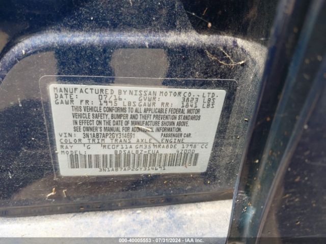 3N1AB7AP2GY314691 Nissan SENTRA S