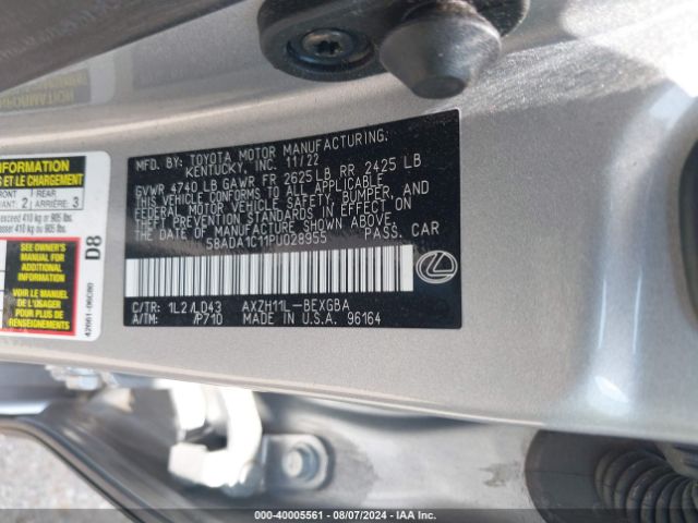 58ADA1C11PU028955 Lexus ES 300H