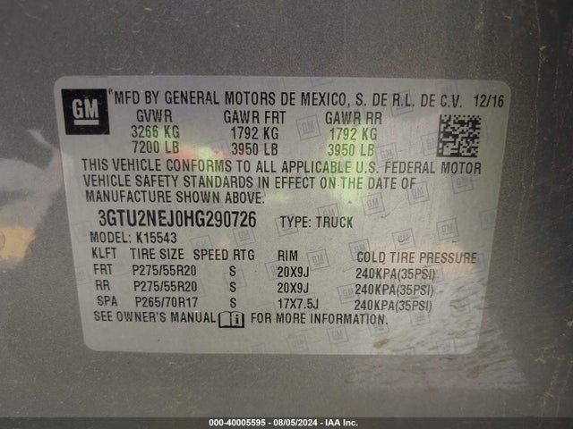 GMC Sierra 1500 Slt 2017 3GTU2NEJ0HG290726 Image 9