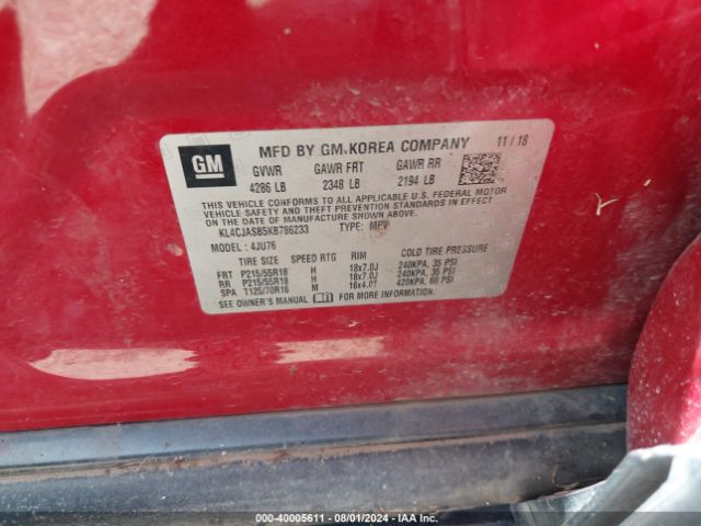 KL4CJASB5KB786233 Buick Encore Fwd Preferred