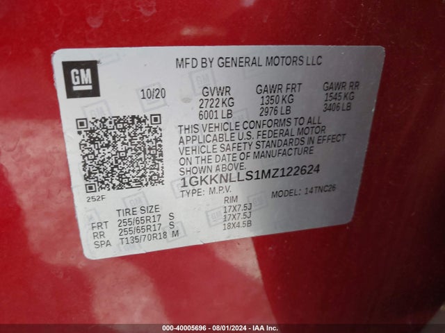 1GKKNLLS1MZ122624 GMC Acadia Awd At4