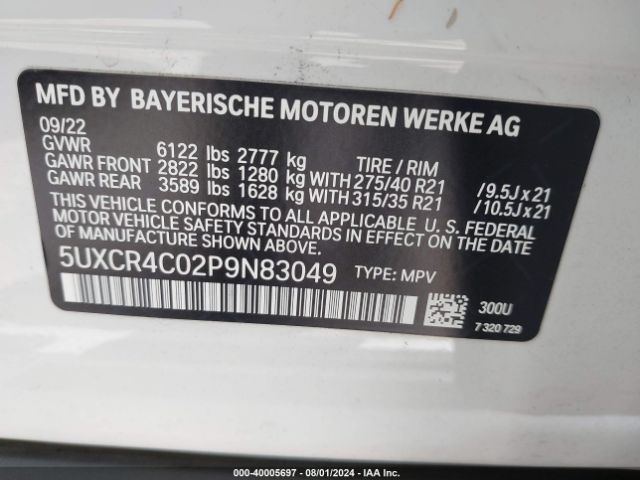 5UXCR4C02P9N83049 BMW X5 Sdrive40i