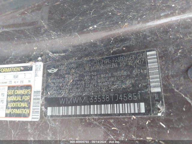 2008 MINI COOPER CLUBMAN WMWML33538TJ45851 Photo 8