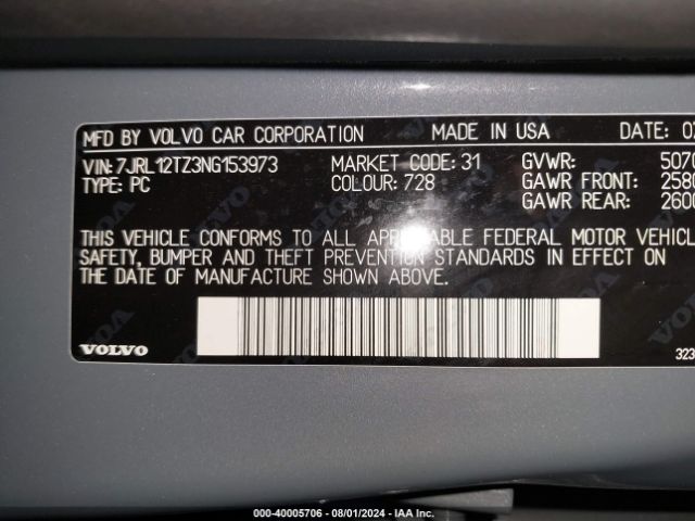 7JRL12TZ3NG153973 Volvo S60 B5 Momentum