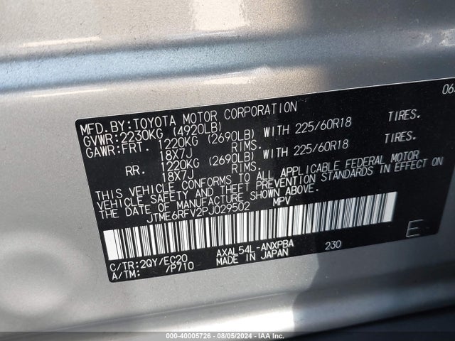 JTME6RFV2PJ029502 Toyota Rav4 Hybrid Xse