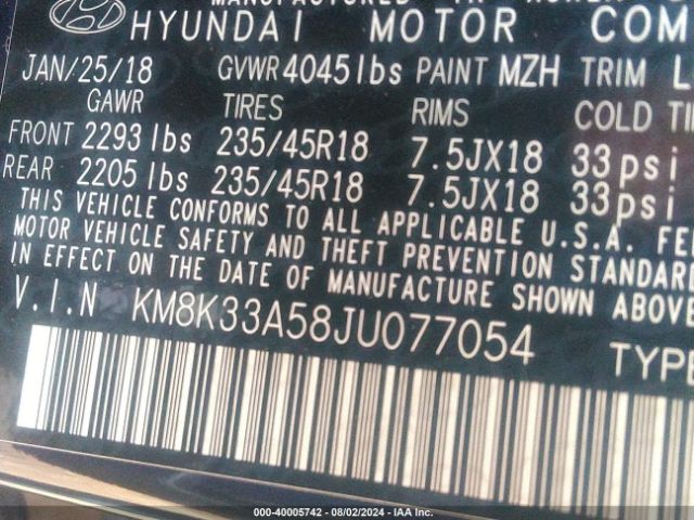 KM8K33A58JU077054 Hyundai Kona Limited