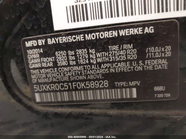 5UXKR0C51F0K58928 BMW X5 Xdrive35i