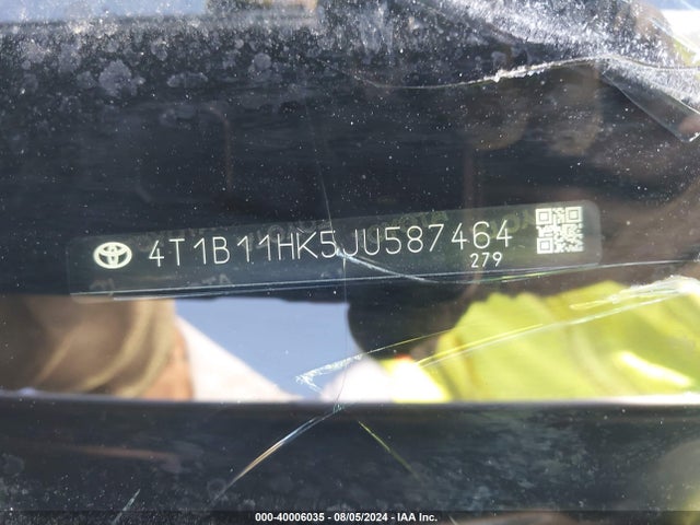 Toyota CAMRY SE 2018 4T1B11HK5JU587464 Image 9