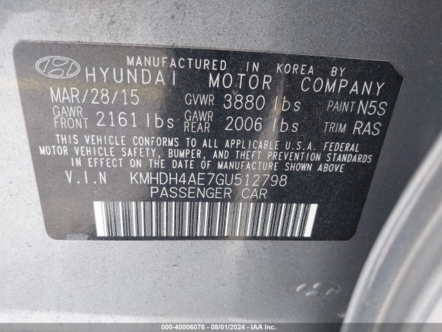 Hyundai ELANTRA SE 2016 KMHDH4AE7GU512798 Image 9