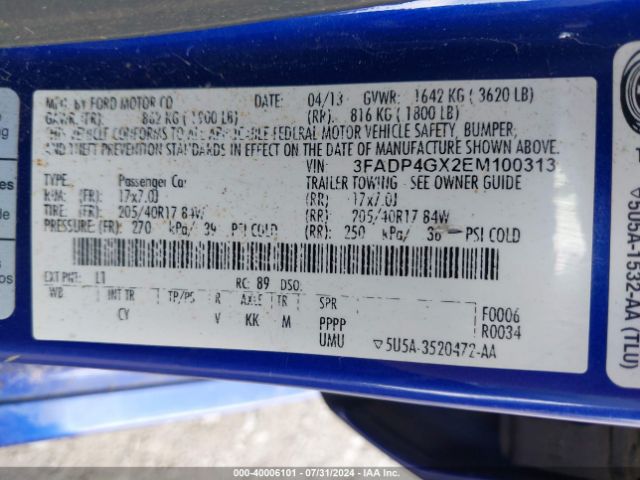 3FADP4GX2EM100313 Ford FIESTA ST