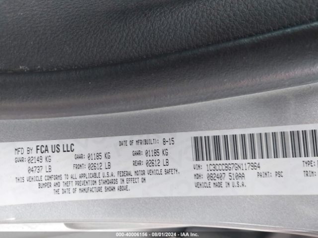 1C3CCCBG7GN117964 Chrysler 200 S
