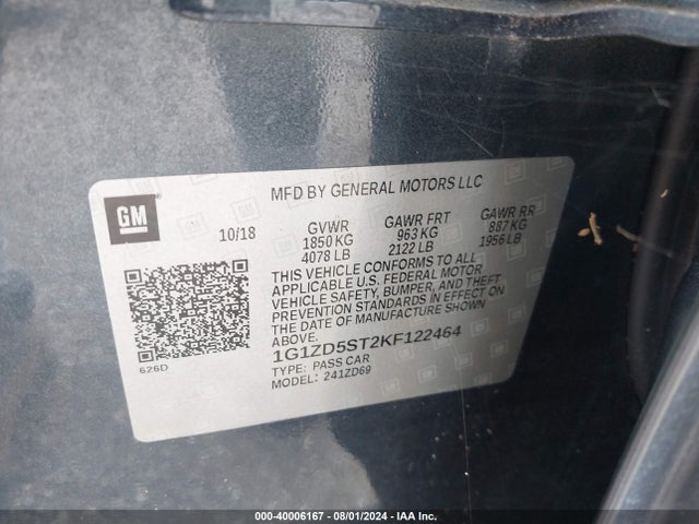 Chevrolet MALIBU LT 2019 1G1ZD5ST2KF122464 Image 9