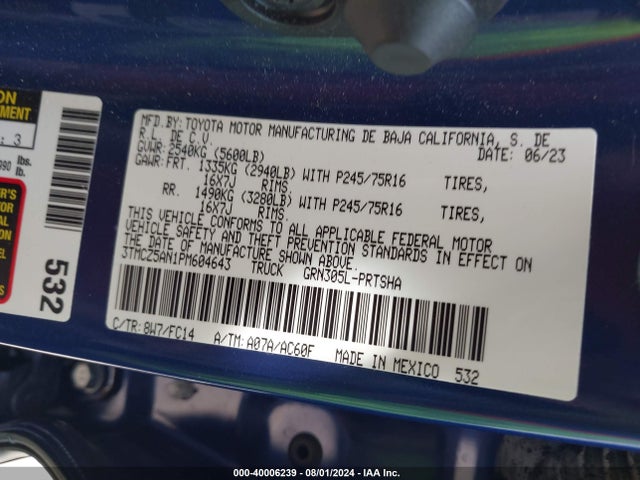 Toyota Tacoma Sr5 V6 2023 3TMCZ5AN1PM604643 Image 9