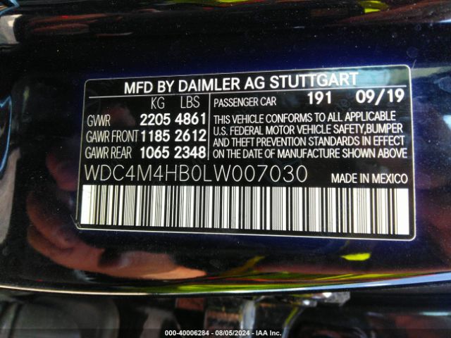 WDC4M4HB0LW007030 Mercedes-Benz Glb 250 4matic