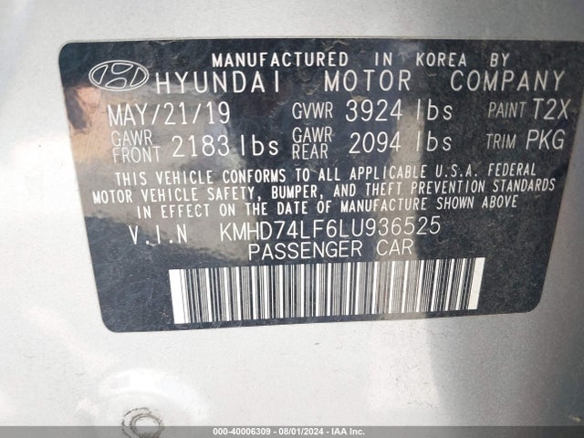 Hyundai ELANTRA SE 2020 KMHD74LF6LU936525 Image 9