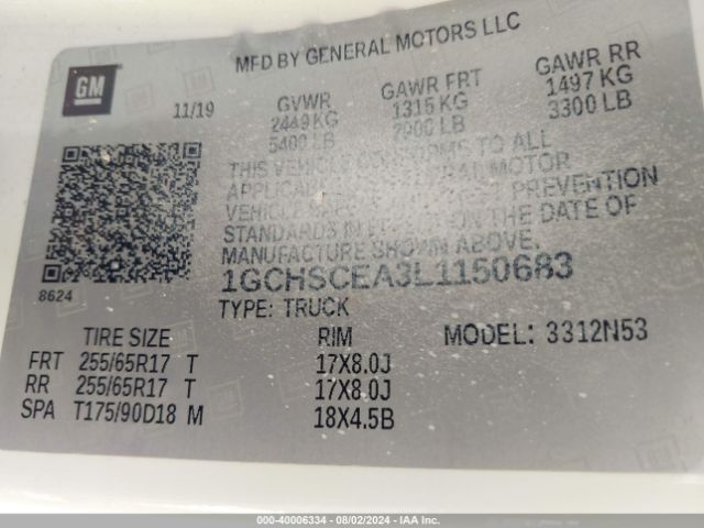 1GCHSCEA3L1150683 Chevrolet Colorado 2wd  Long Box Lt