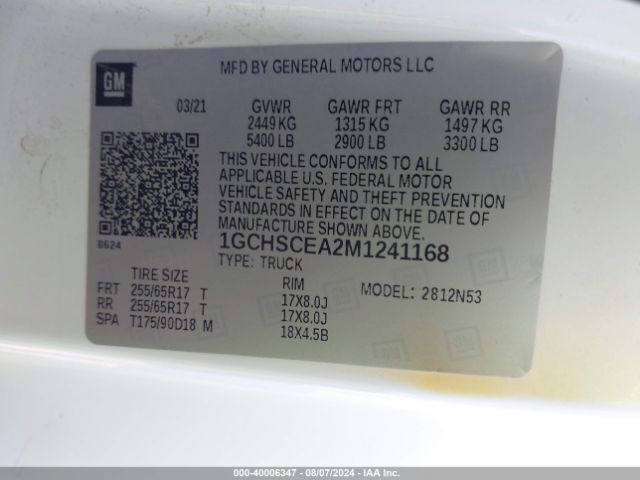 1GCHSCEA2M1241168 Chevrolet Colorado 2wd  Long Box Lt