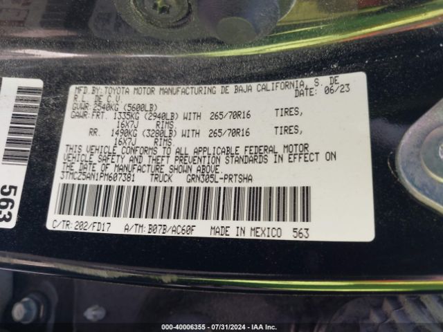 3TMCZ5AN1PM607381 Toyota Tacoma Trd Off Road