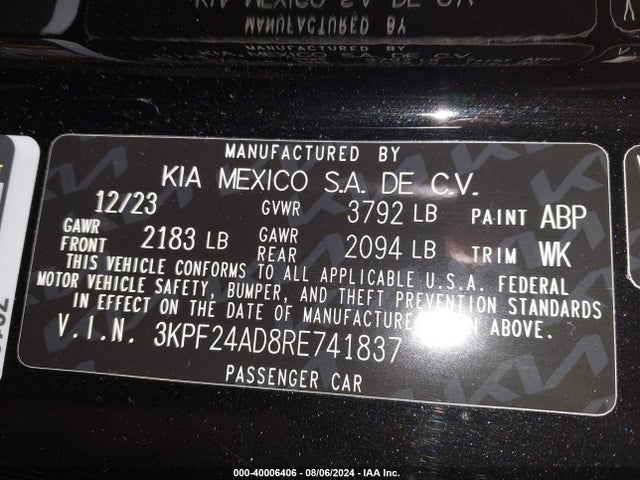 KIA Forte Lxs 2024 3KPF24AD8RE741837 Image 9
