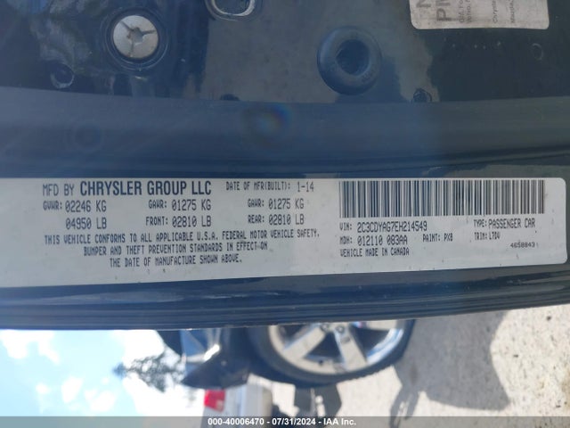 Dodge Challenger Sxt 2014 2C3CDYAG7EH214549 Image 9