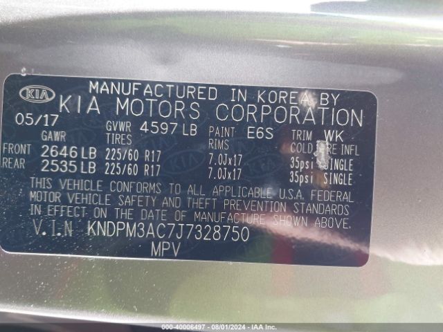 KNDPM3AC7J7328750 KIA Sportage Lx