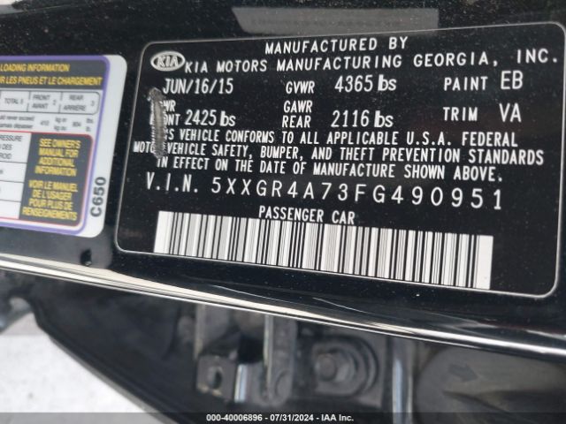 5XXGR4A73FG490951 KIA OPTIMA SX