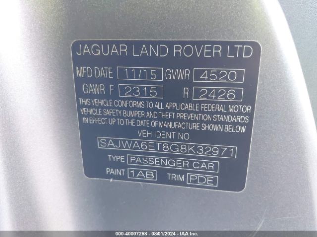 SAJWA6ET8G8K32971 Jaguar F-Type
