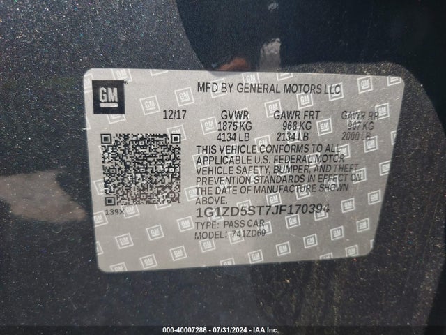 Chevrolet MALIBU LT 2018 1G1ZD5ST7JF170394 Image 9