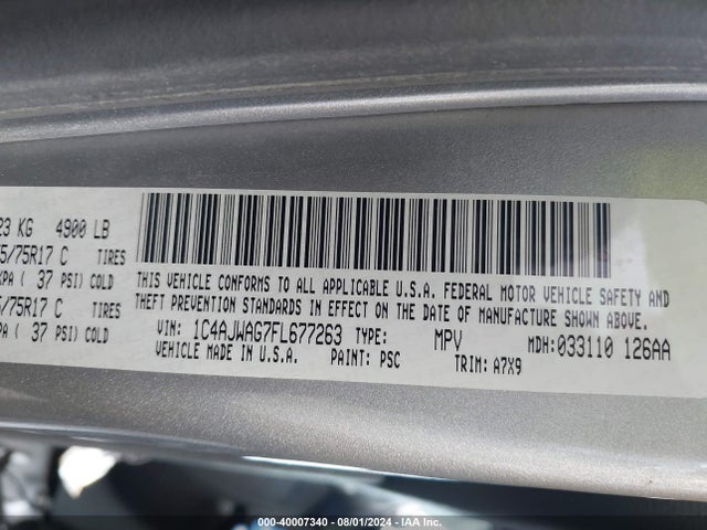 1C4AJWAG7FL677263 Jeep Wrangler Willys Wheeler
