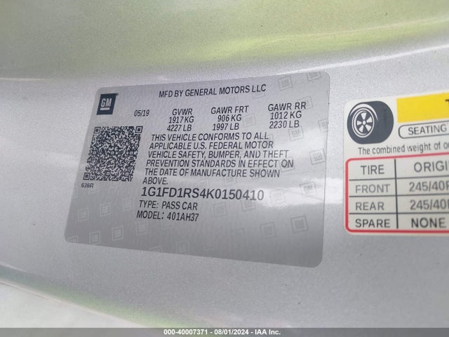 Chevrolet Camaro 2lt 2019 1G1FD1RS4K0150410 Image 9
