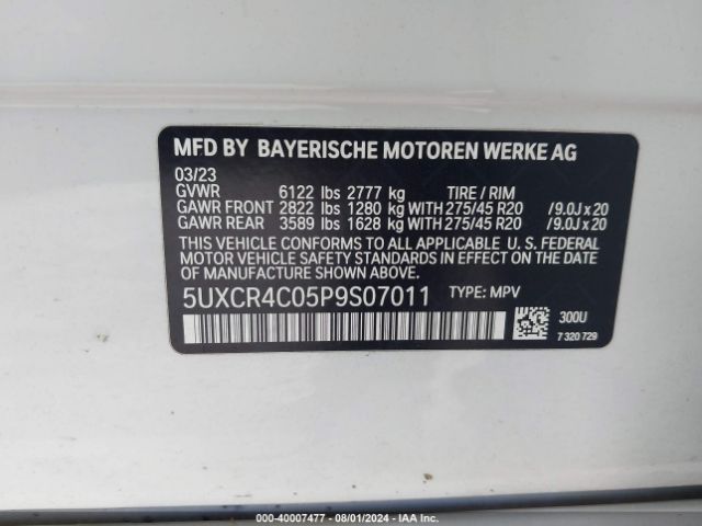 5UXCR4C05P9S07011 BMW X5 Sdrive40i