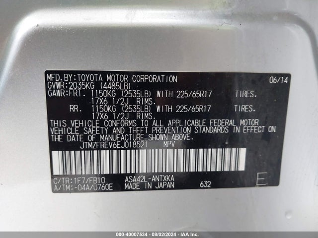 Toyota RAV4 LE 2014 JTMZFREV6EJ018521 Image 9