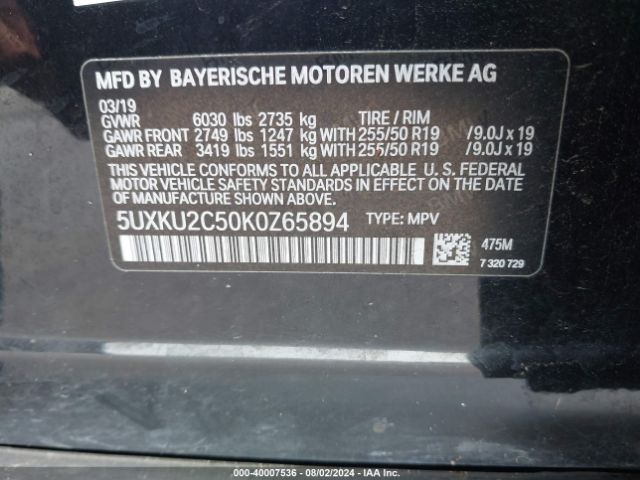 5UXKU2C50K0Z65894 BMW X6 Xdrive35i