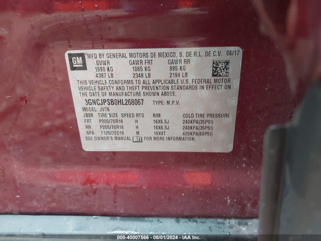 Chevrolet Trax Lt 2017 3GNCJPSB0HL268067 Image 9