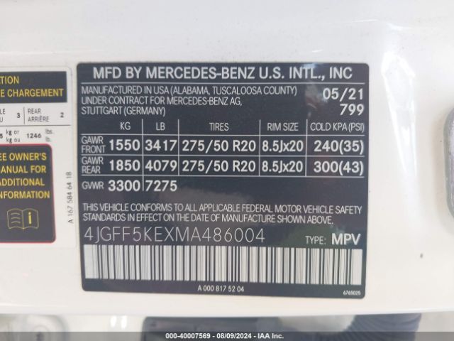 2021 MERCEDES-BENZ GLS 4JGFF5KEXMA486004 Photo 8