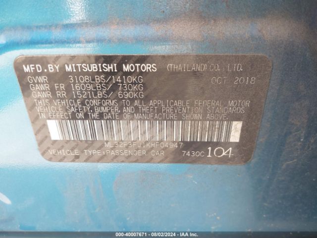 ML32F3FJ1KHF04947 Mitsubishi Mirage G4 Es