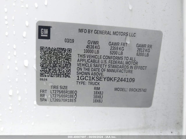 Chevrolet Silverado 2500hd Lt 2019 1GC1KSEY0KF244109 Image 9